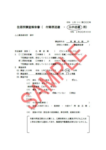 住居所調査報告書